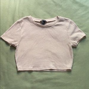 Tan ribbed crop top